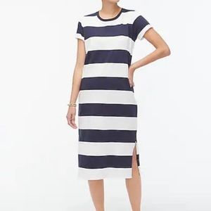 NWT J. Crew Navy White Stripe Midi Shirt Dress XL